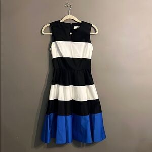 Kate Spade Corley Striped Black, White, and Blue Sleeveless Dress